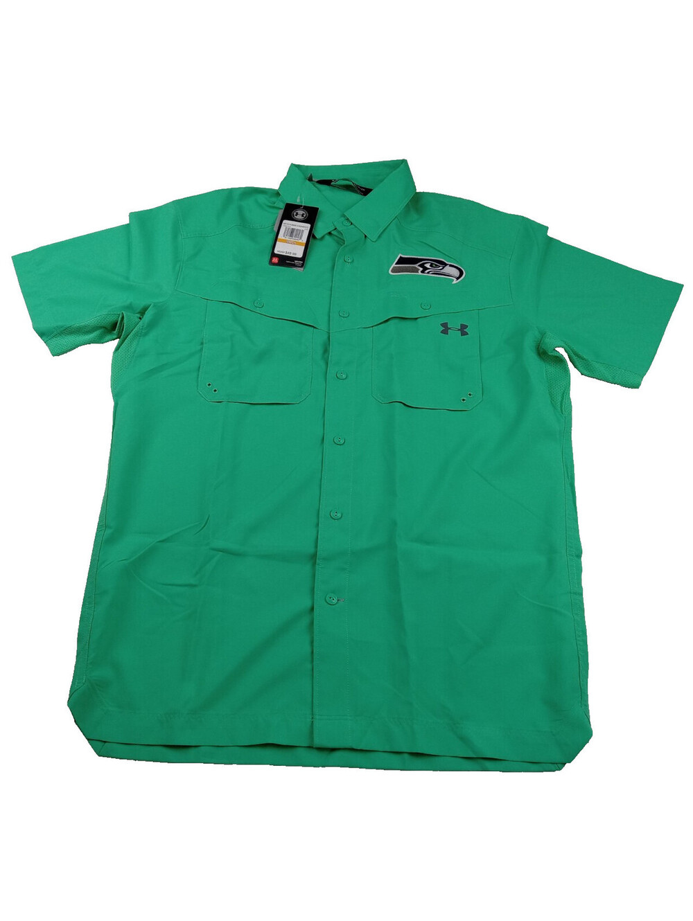 Under Armour Seattle Seahawks Shirt Mens Small Green HeatGear Utility Button Up